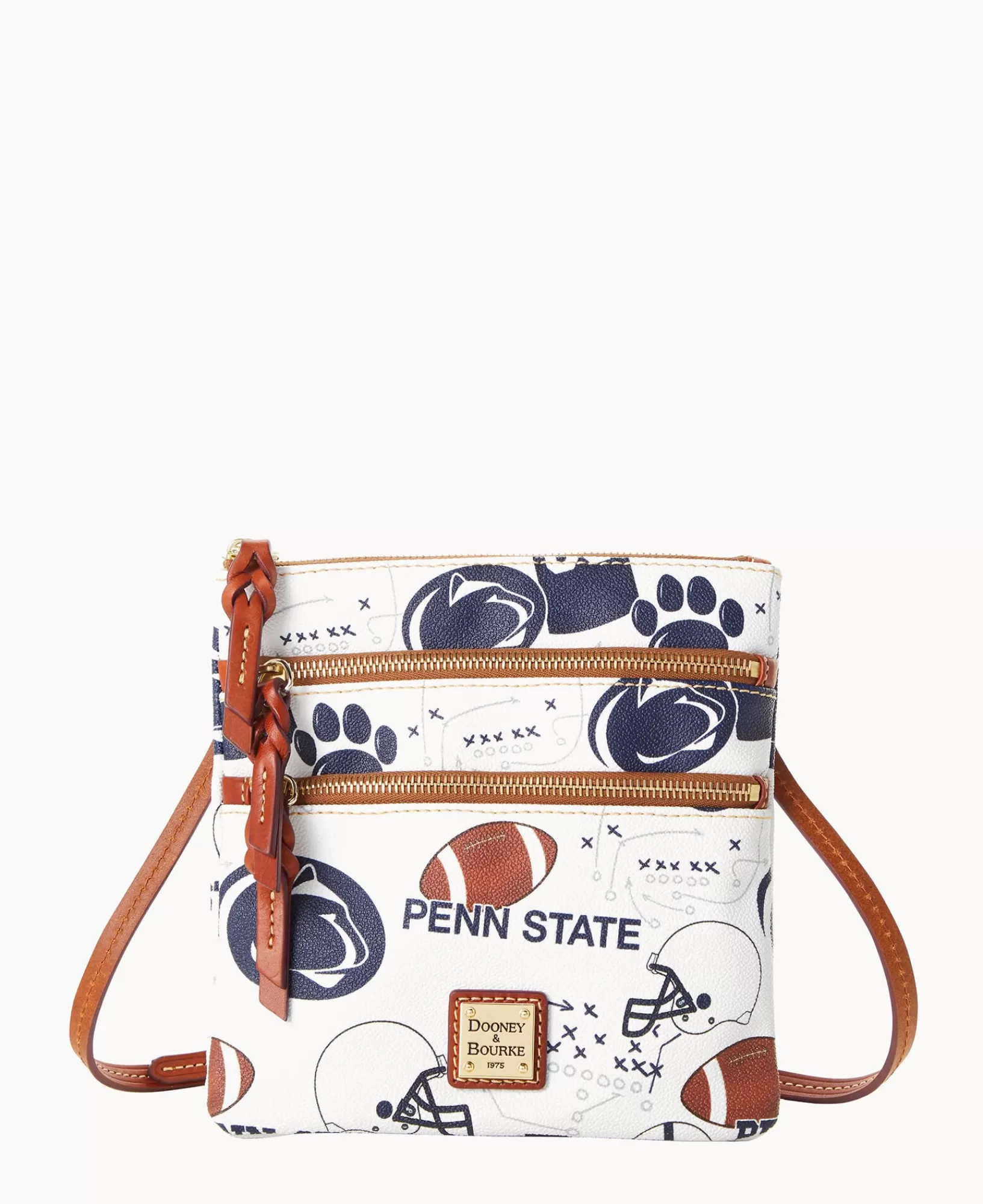 Shoulder Bags | Crossbodies>Dooney & Bourke Collegiate Penn State University North South Triple Zip Crossbody WhiteMulti
