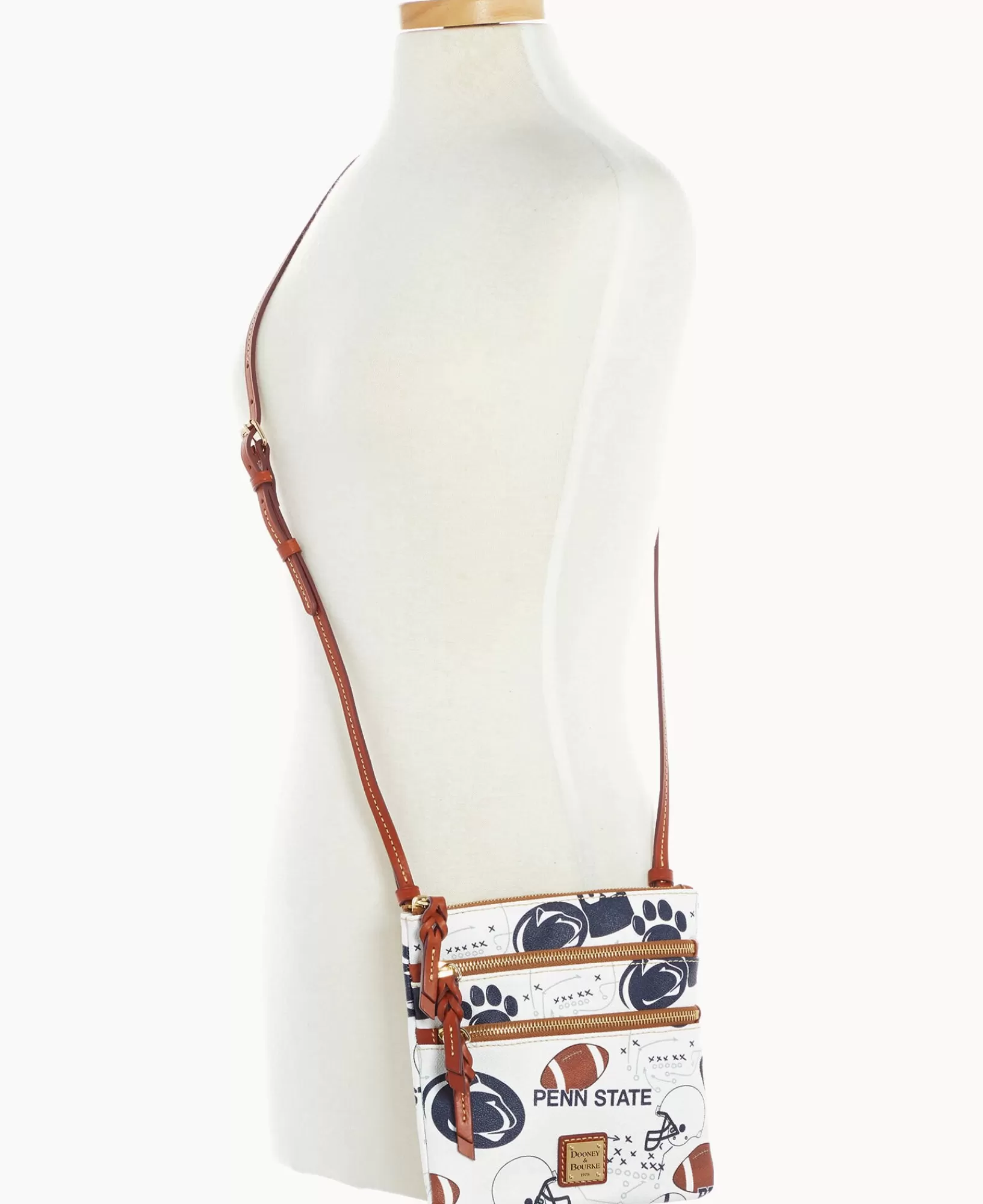 Shoulder Bags | Crossbodies>Dooney & Bourke Collegiate Penn State University North South Triple Zip Crossbody WhiteMulti