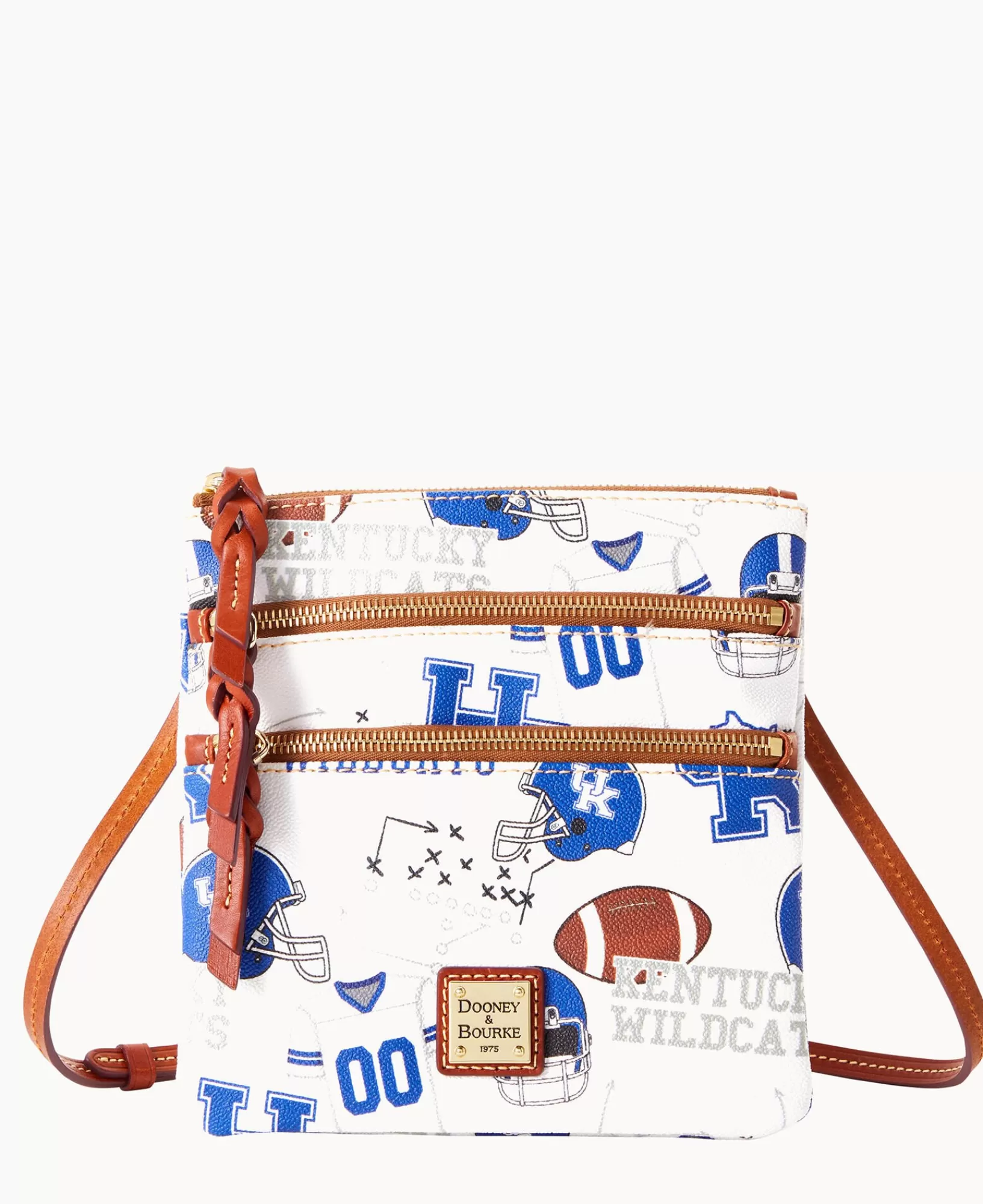 Shoulder Bags | Crossbodies>Dooney & Bourke Collegiate University of Kentucky North South Triple Zip Crossbody WhiteMulti